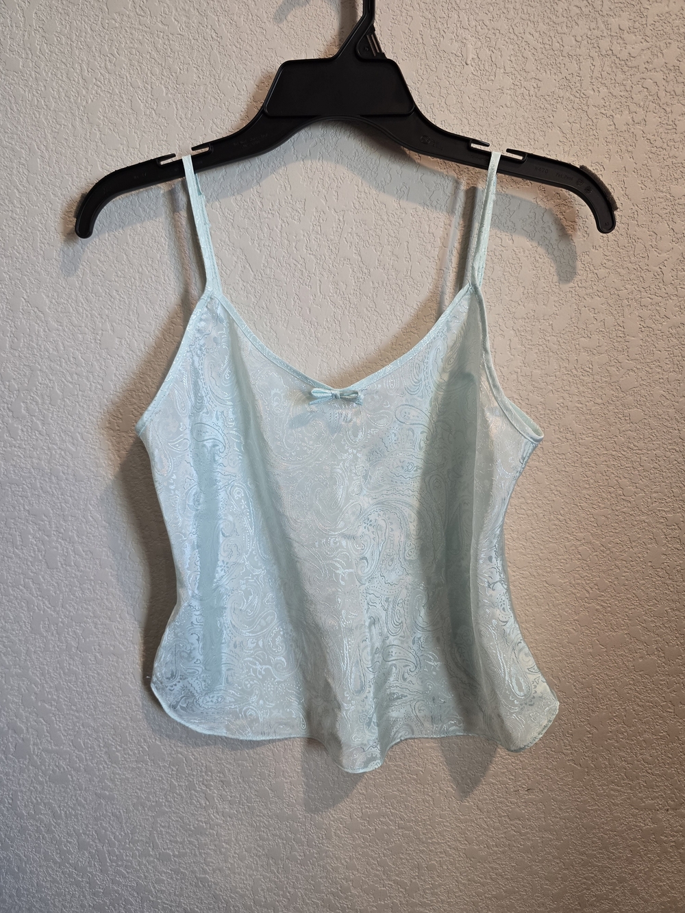Secret Treasures Light Aqua Blue Paisley Satin Camisole Top - Size Small